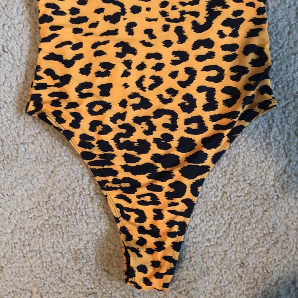 one shoulder leopard print one piece tank swim body suit - Picture 3 of 12